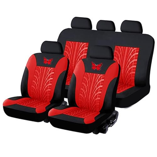 OWNA 9Pcs Auto Leder Sitzbezügesets für Renault Captur I 2014-2018, Sitzbezüge Auflagen Wasserdicht Bequem Atmungsaktiv Schonbezüge Autozubehör,A/Red von OWNA