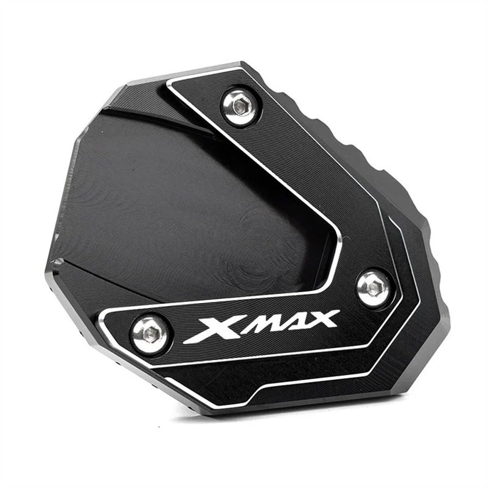 Motorrad seitenständer Platte Für Y&amaha Für Xmax 125 250 300 Für XMAX300 Für XMAX250 2017-2021 2022 2023 Motorrad Kickstand Seite Stehen Enlarger Pad Reifen Ventil Kappen (Color : Black-1) von OWNPET