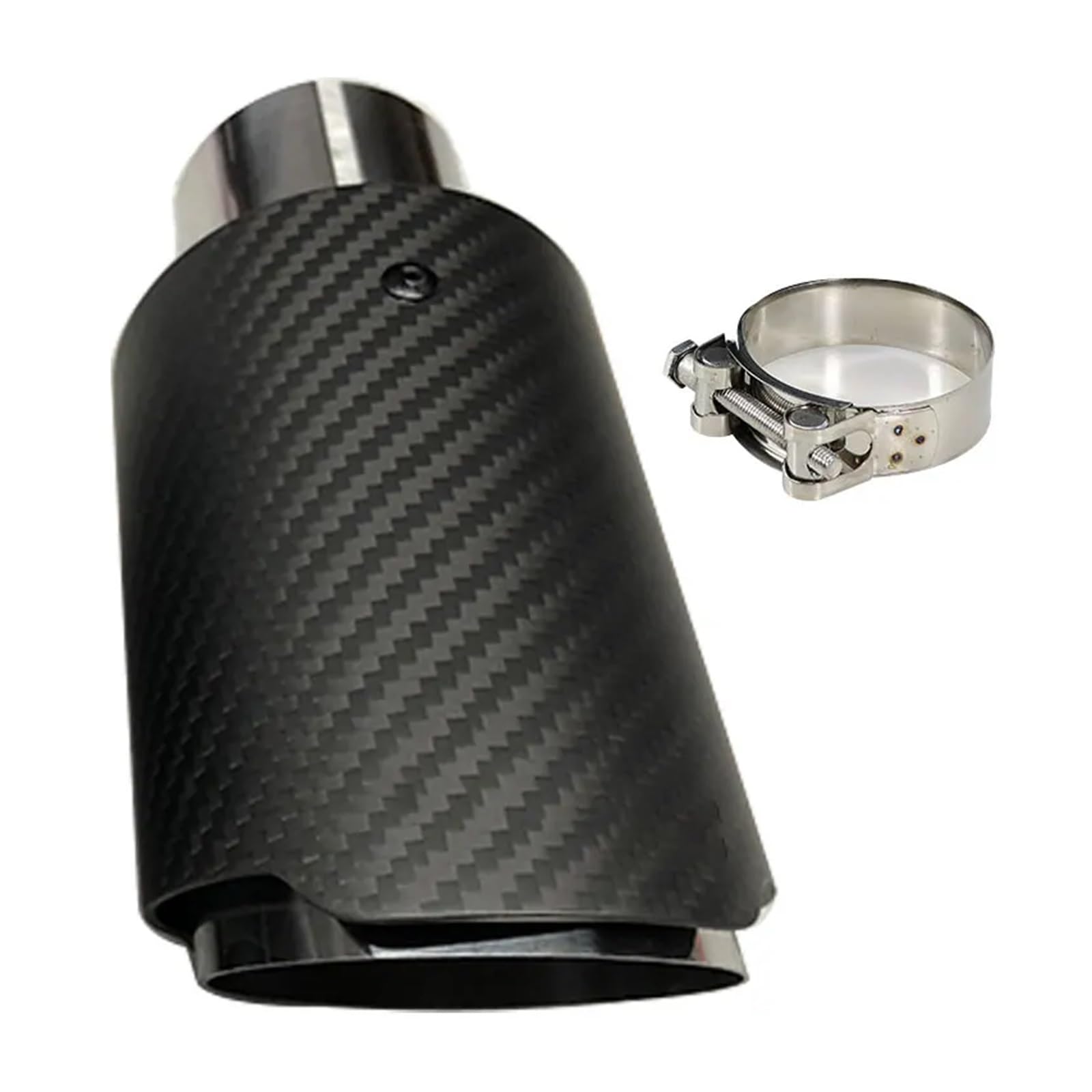 1 STÜCKE Carbon Fiber Schwanz Kehle Silber Gerade Kante 63-89mm Einzigen Carbon Fiber Auto Auspuffrohr Schalldämpfer Ende Spitze(In60-Out 89mm) von OWYTNRCJ