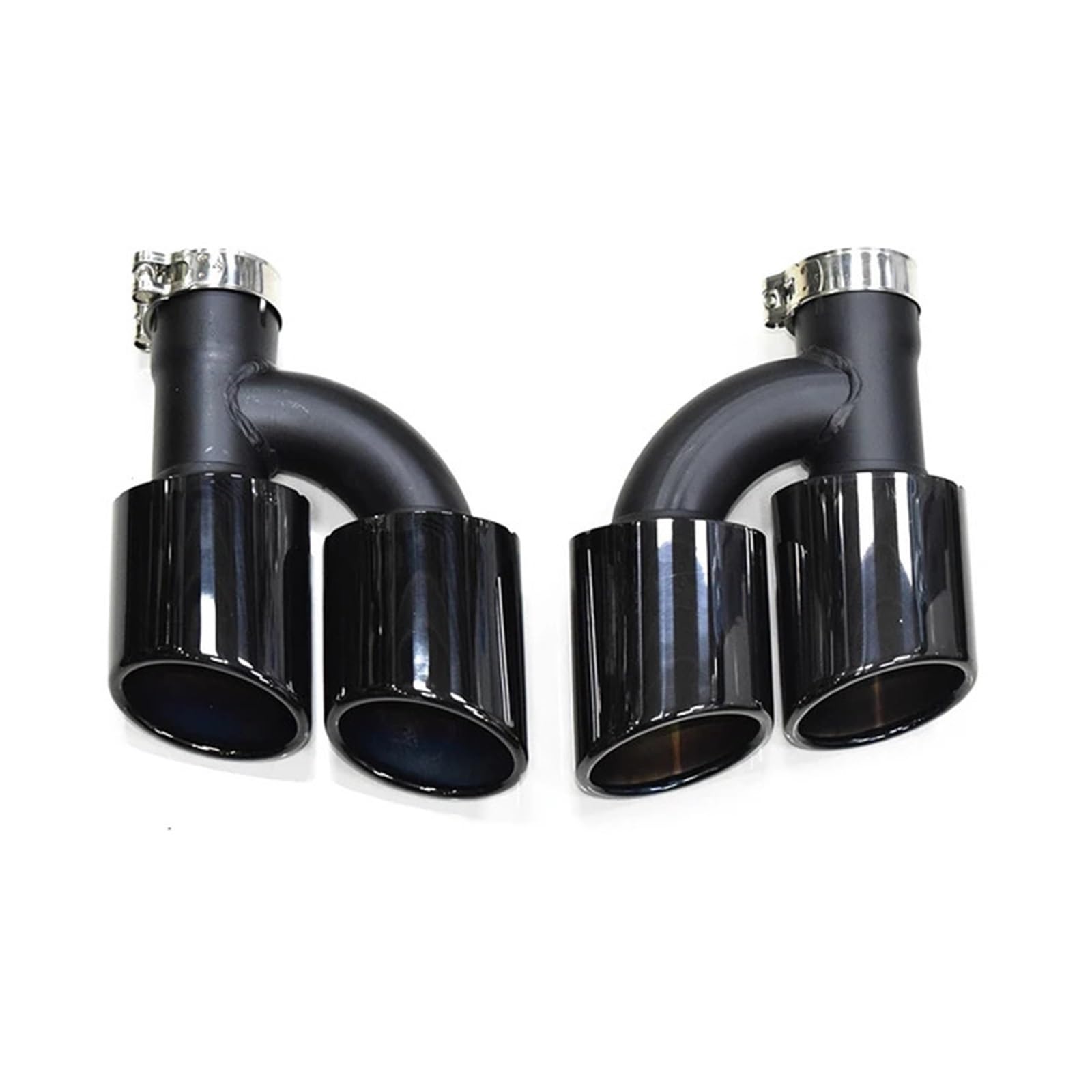 2 Stück/Set 304 Edelstahl Auto Heck Doppelauspuffrohr Kompatibel for Audi A4 A5 A6 A7 Bis S4 S5 S6 S7 Schwarze Schalldämpferspitze 60mm Endrohr(Black A) von OWYTNRCJ