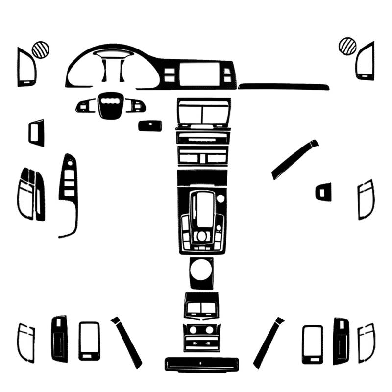 Kompatibel for Audi Q7 2007-2015 Piano Black Schalthebel Luftauslässe Tacho Fensterheber Panel Anzug Auto Innenraum Aufkleber(Full Set LHD) von OWYTNRCJ