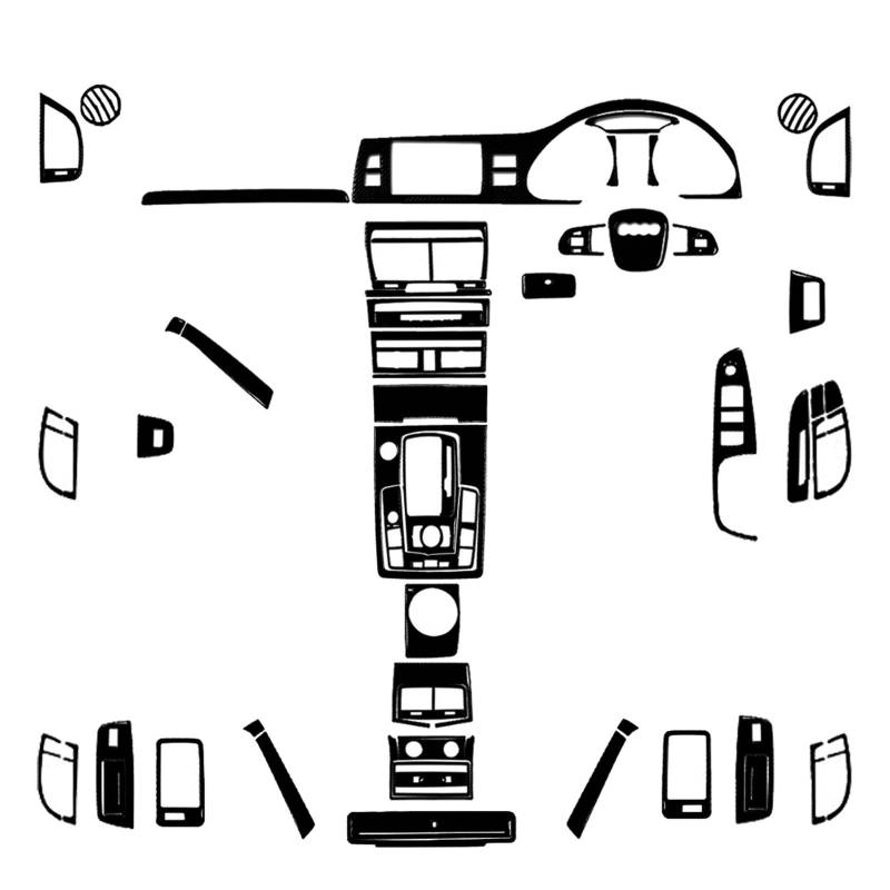 Kompatibel for Audi Q7 2007-2015 Piano Black Schalthebel Luftauslässe Tacho Fensterheber Panel Anzug Auto Innenraum Aufkleber(Full Set RHD) von OWYTNRCJ