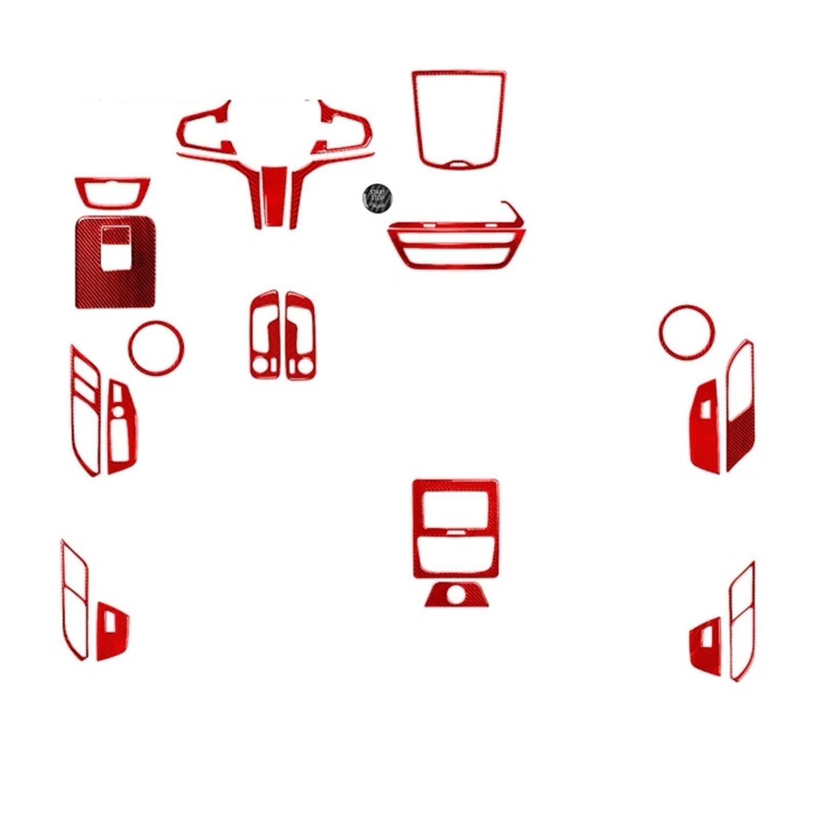 Kompatibel mit BMW G01/02 2018–2020, Auto-Paket-Panel-Dekorationsaufkleber, Innenraummodifikation aus Kohlefaser.(Red,Right Rudder) von OWYTNRCJ