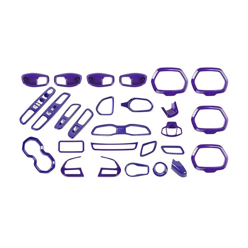 Kompatibel mit Jeep Renegade 2016-2018 Zieraufkleber-Kits ABS-Autoinnenausstattung(31 pcs purple) von OWYTNRCJ