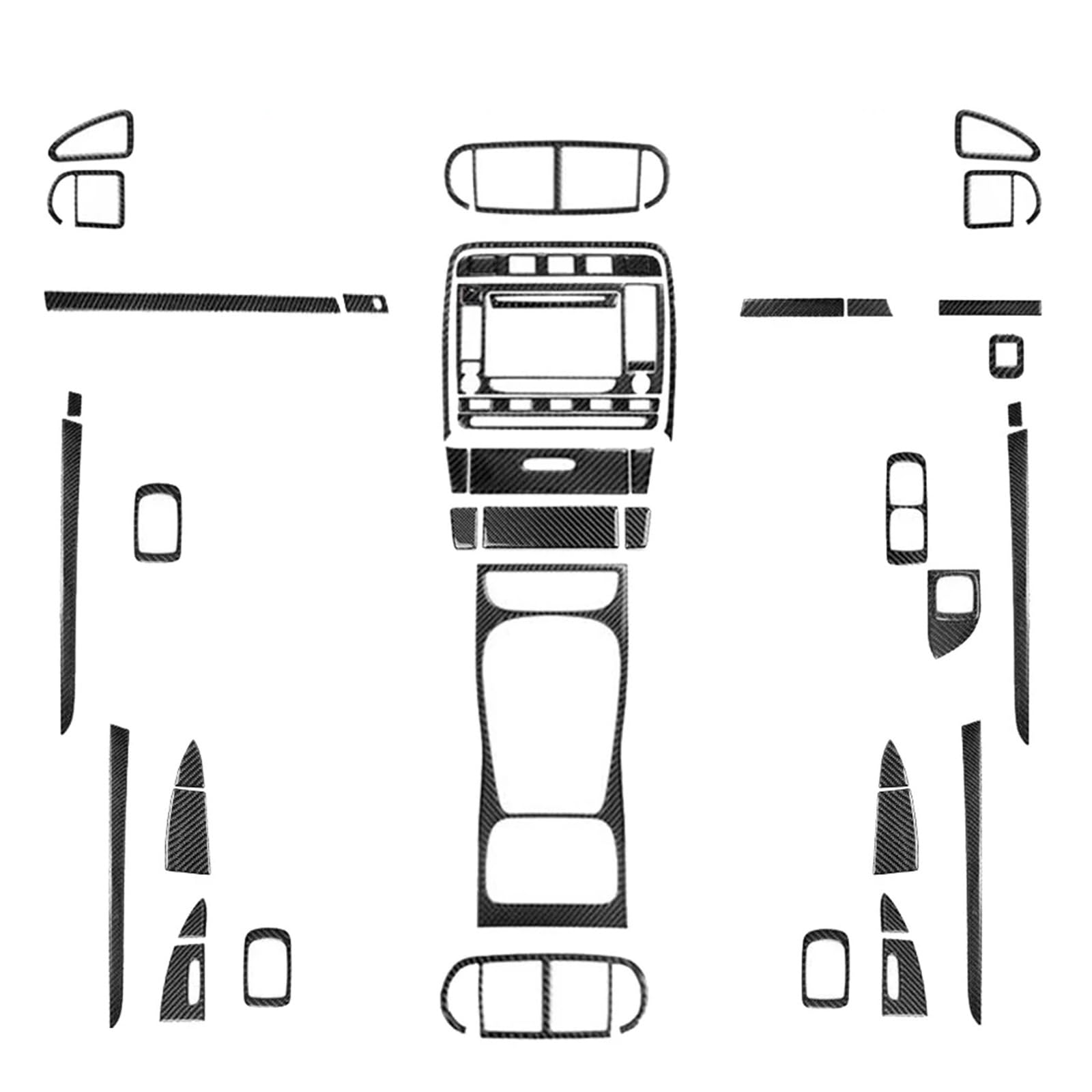 Kompatibel mit Porsche Cayenne Sport SUV 2003-2010, Carbon Fiber Schalthebel Luftauslässe Panel Set Auto Innen Zubehör Aufkleber(RHD) von OWYTNRCJ