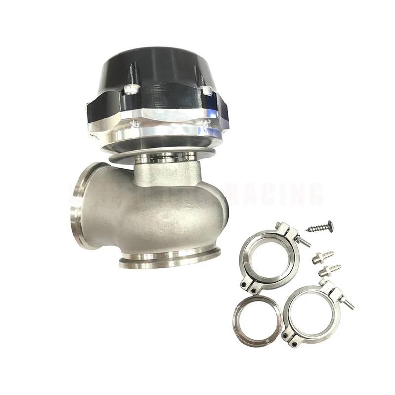 OWYTNRCJ Aluminium Externes TB WG50 ProGate Wastegate 50 mm mit 14 psi 50 mm BOV Schwarz Blau Turbolader(Black with TS Logo) von OWYTNRCJ