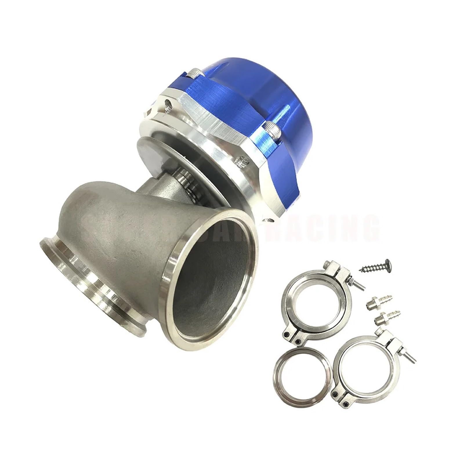 OWYTNRCJ Aluminium Externes TB WG50 ProGate Wastegate 50 mm mit 14 psi 50 mm BOV Schwarz Blau Turbolader(Blue with TS Logo) von OWYTNRCJ