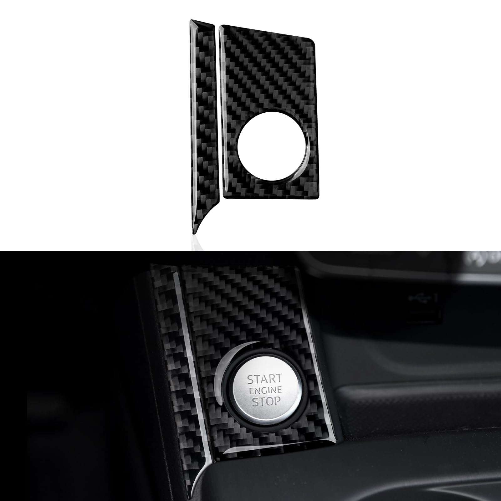 2PCS Auto Druckknopf-Startrahmen Entlüftung Kohlefaser Cover Aufkleber Trim Für A4(2016-2025)/S4(2016-2025)/RS4(2017-2025)/A5(2017-2024)/S5(2016-2025)/RS5(2017-2025) Interieur Zubehör von OYDDL