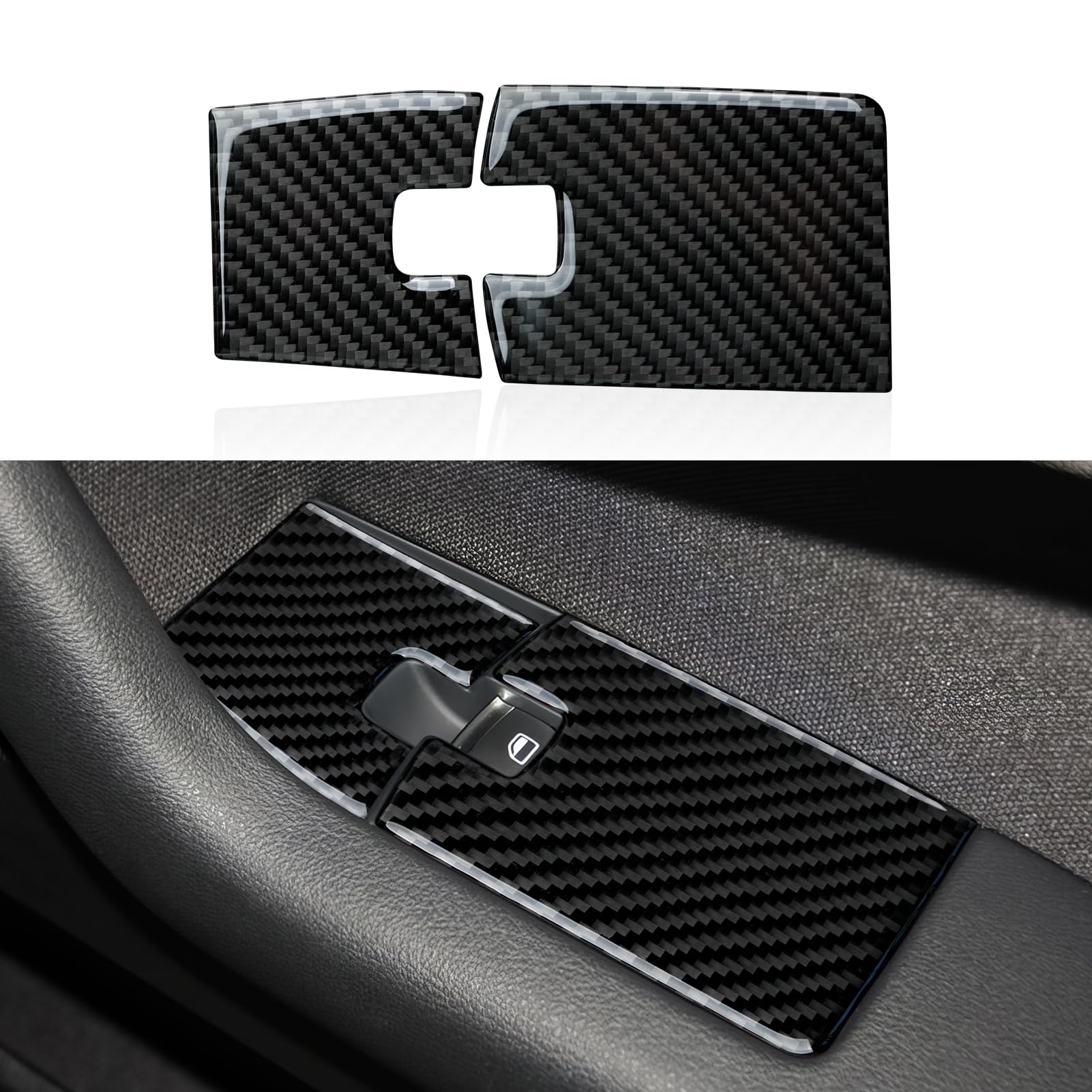 2PCS Auto Fensterschaltung Aufkleber Panel Cover Kohlefaser Trim Kompatibel mit A3 Sportback(2004-2012) /S3 Sportback (2088-2012) RS3 Sportback(2011-2012) Interieur Zubehör (C) von OYDDL