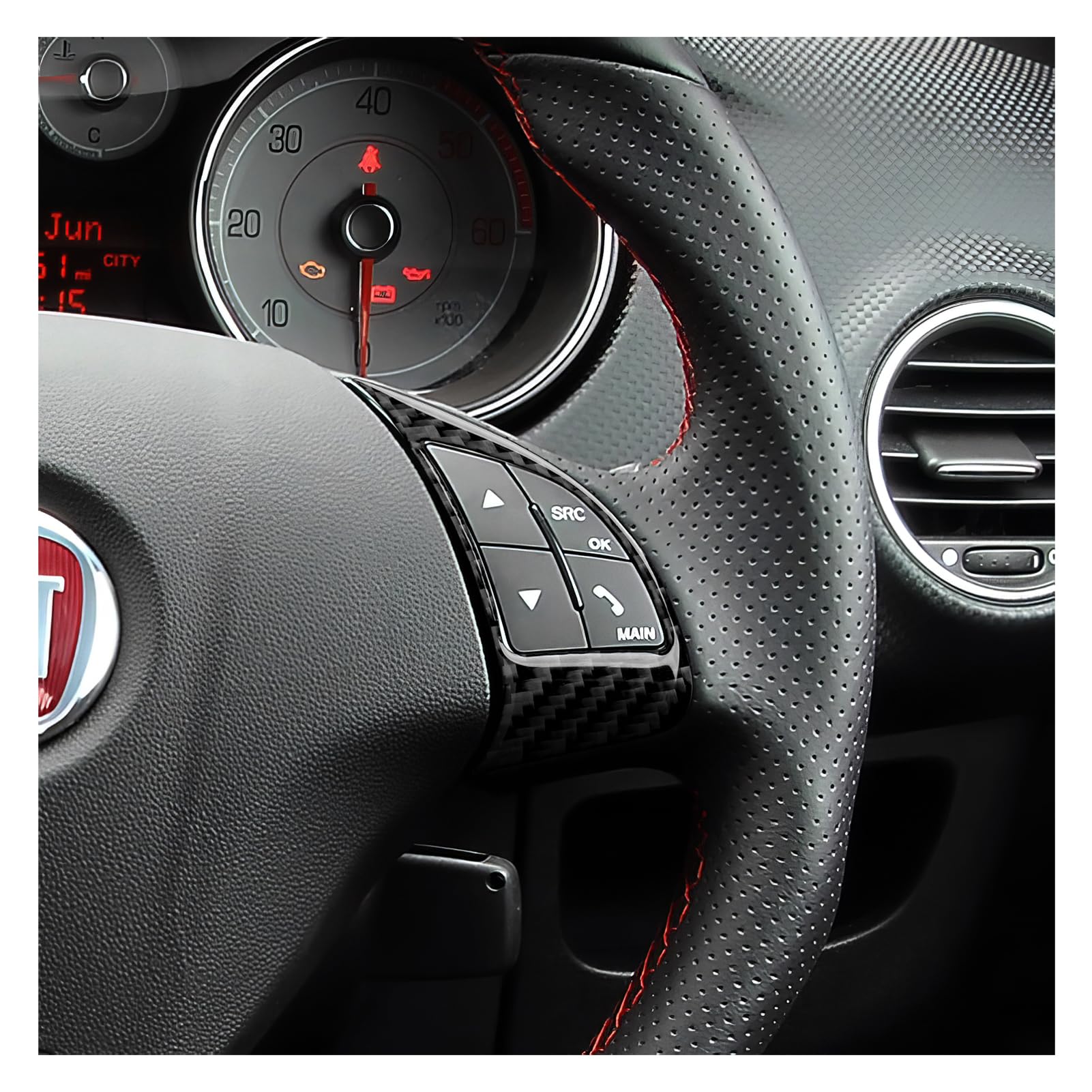 2PCS Auto Kohlefaser Lenkrad Aufkleber Cover Trim Kompatibel mit Fiat Bravo Doblò Grande Punto Linea Interieur Zubehör von OYDDL