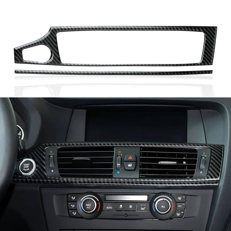 2PCS Auto Mittlere Belüftungsdüse Aufkleber Abdeckung Cover Carbon Fiber Decal Trim Passt Kompatibel mit X3 F25 (2011-2017) / X4 F26 (2014-2018) Interieur Zubehör von OYDDL