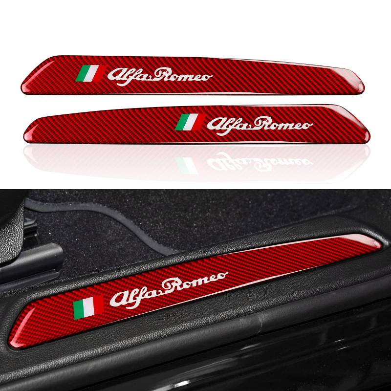 2PCS Schutzleisten Auto Einstiegsleisten Aufkleber Carbon Fiber Autotür Schritt Platte Abdeckung für Alfa Romeo Giulia 2017 2018 2019 Zubehör (Rot) -- NUR FÜR Giulia von OYDDL