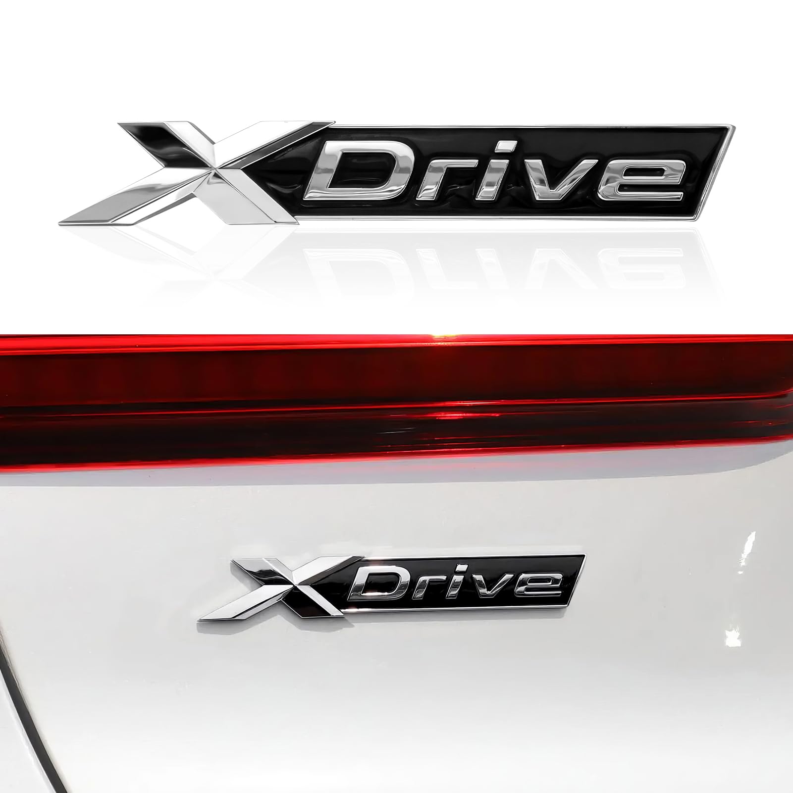 3D XDRIVE Auto Metall Chrom Schriftzug Emblem Aufkleber Replacement Kompatibel mit BMW X1 X3 X4 X5 X6 X7 E70 E90 F10 F15 F25 F30 F48 Zubehör (Silber) von OYDDL