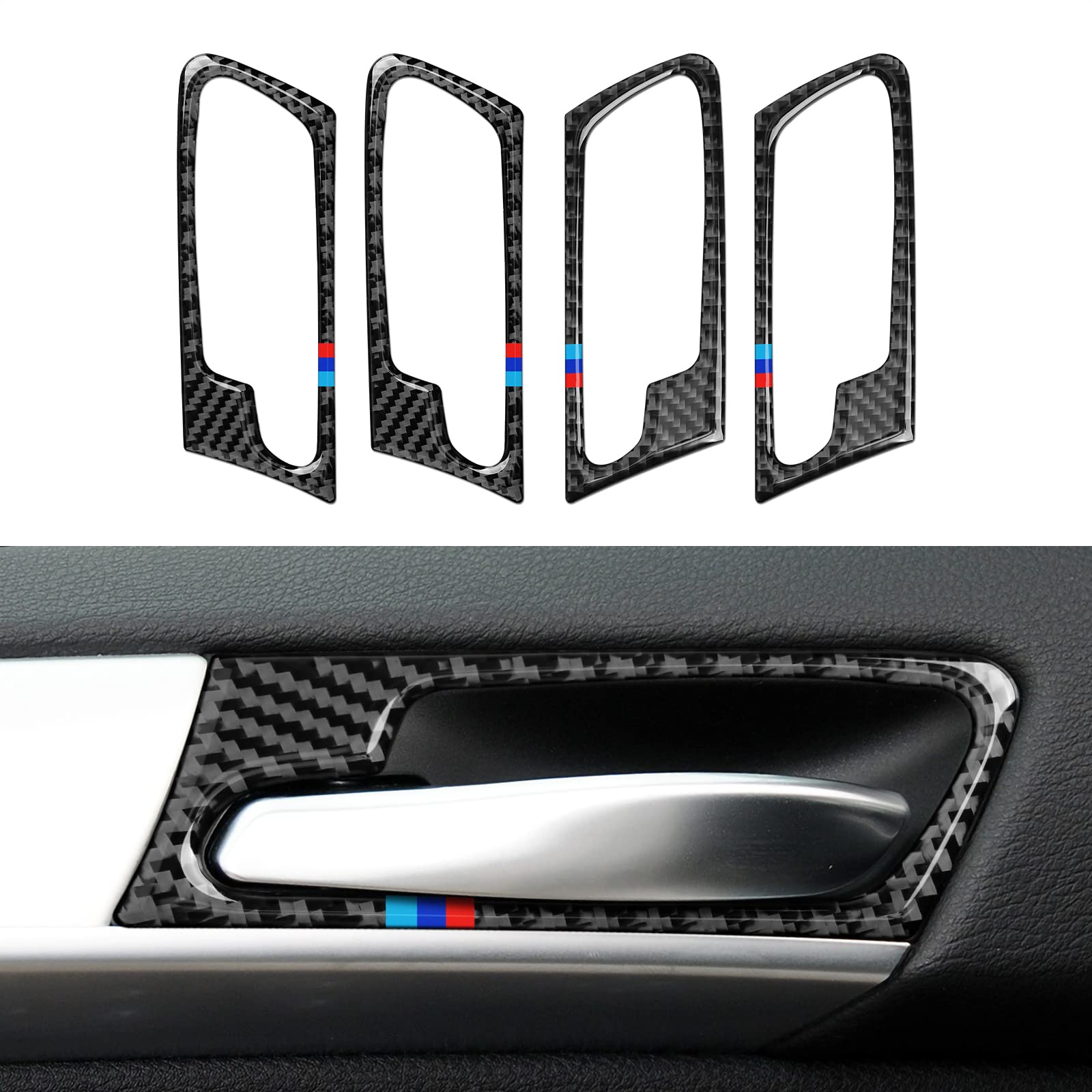 4PCS Auto Innenausstattung Tür Schale Rahmen Aufkleber Carbon Fiber Decal Trim passt Kompatibel mit X5 E70 X6 E71 2007 2008 2009 2010 2011 2012 2013 2014 Interieur Zubehör von OYDDL