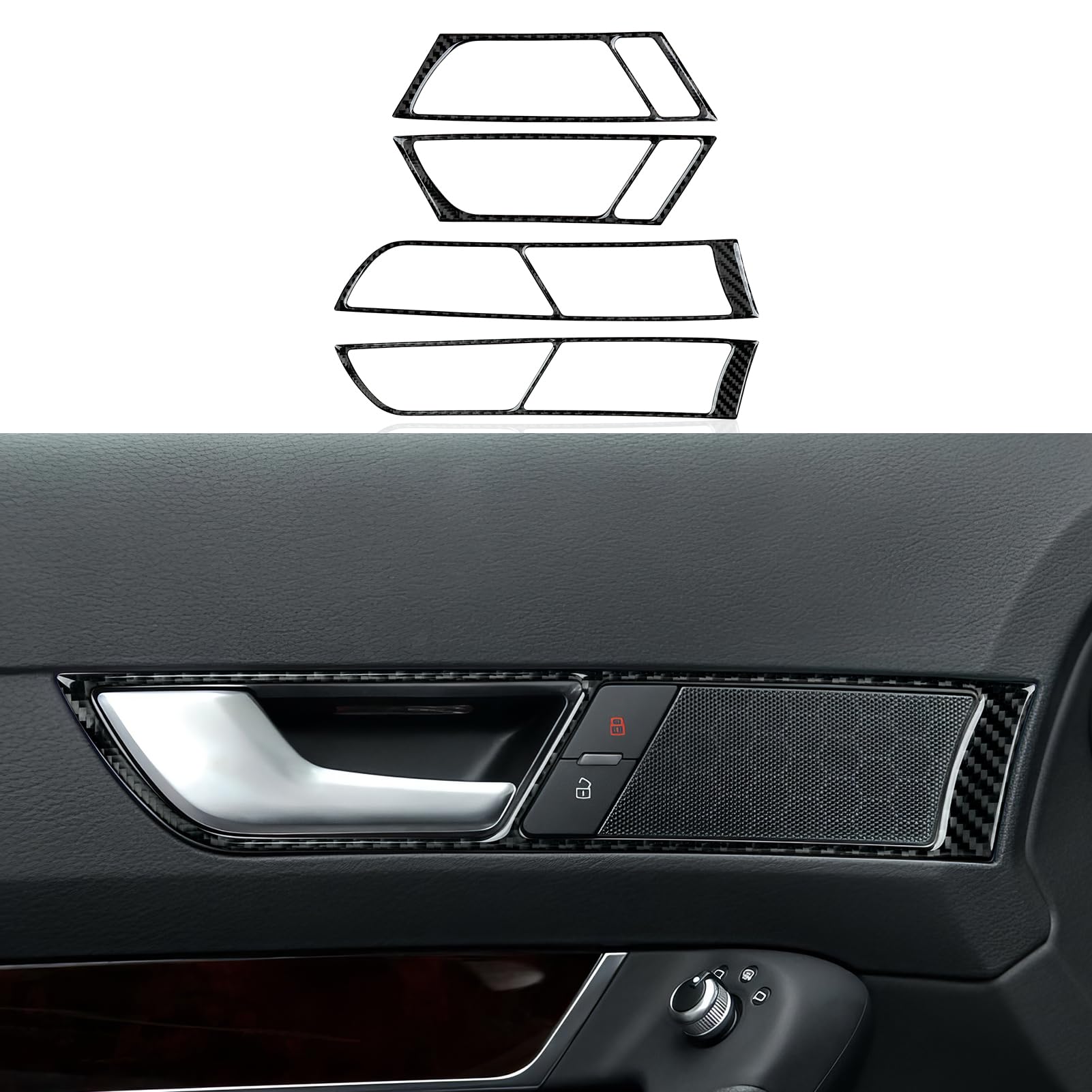 4PCS Auto Türgriff Aufkleber Trim Cover Kohlefaser Decals Kompatibel mit Audi A6 C6(2005-2011) /S6 C6(2006-2010) /RS6 C6 (2008-2010) Interieur Zubehör von OYDDL