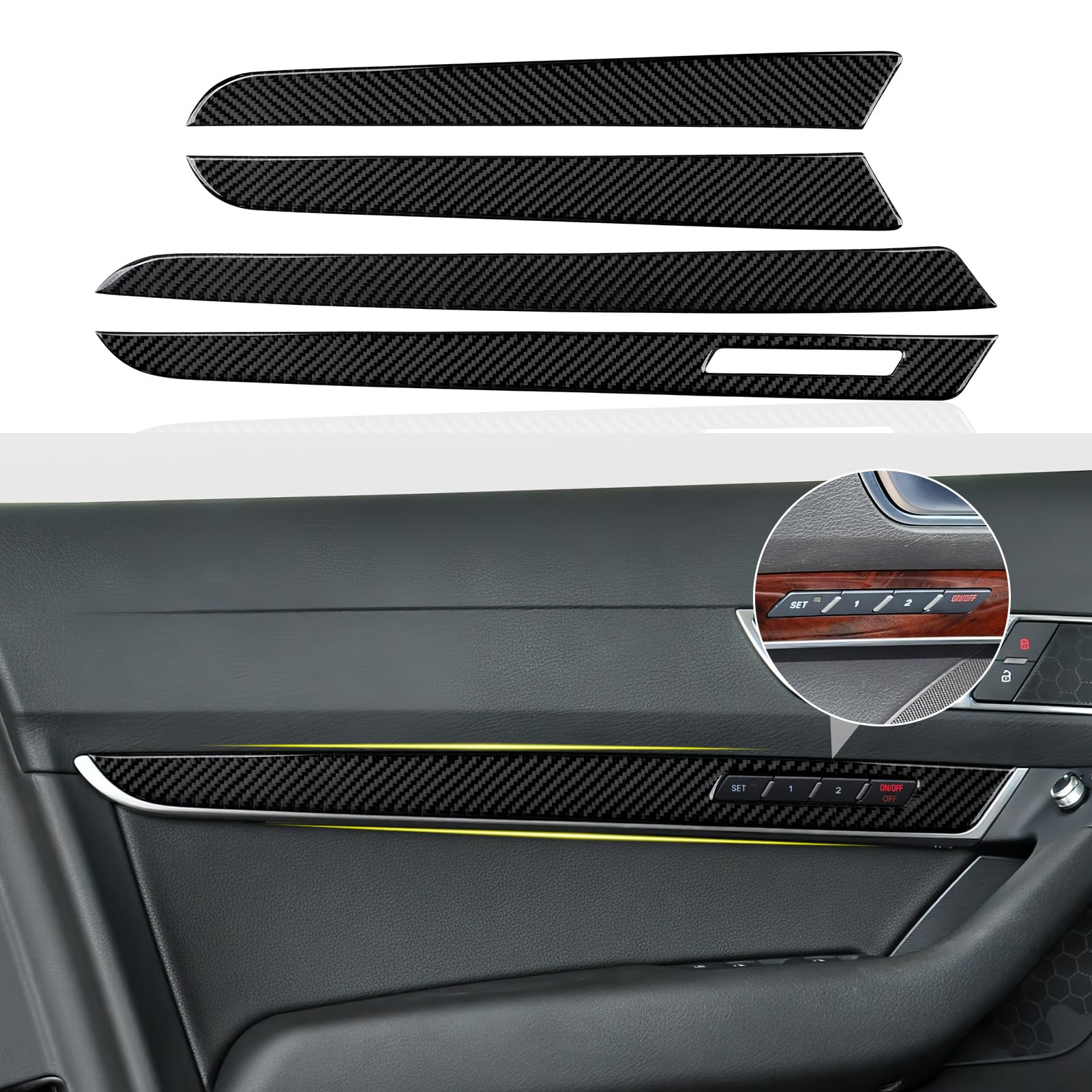 4PCS Autotür Strip Aufkleber Trim Cover Kohlefaser Decals Kompatibel mit Audi A6 C6(2005-2011) /S6 C6(2006-2010) /RS6 C6 (2008-2010) Interieur Zubehör von OYDDL