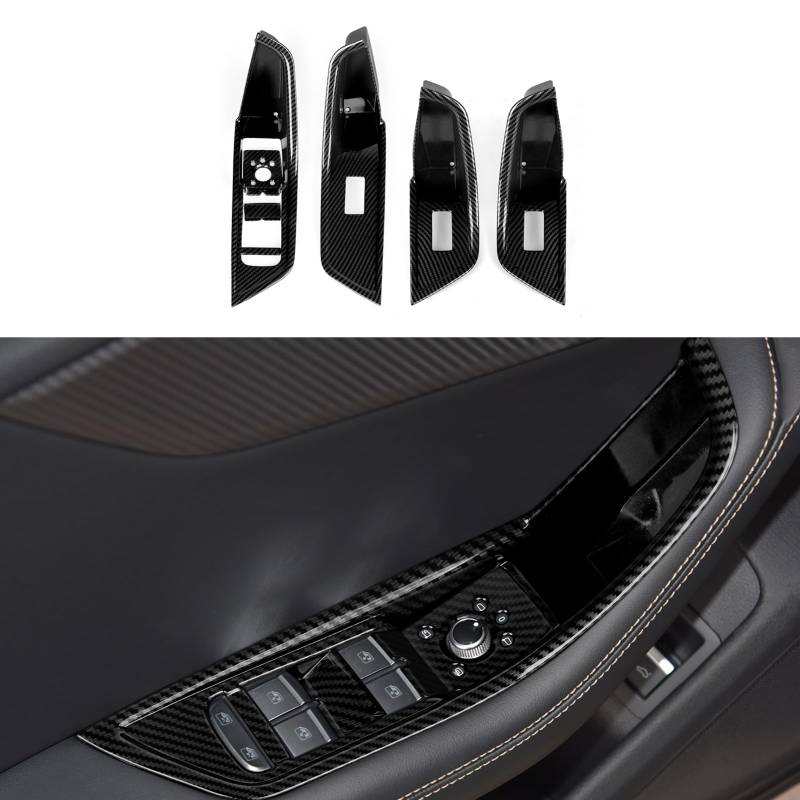 6PCS Auto Fensterheber ABS Kohlefaser Panel Cover Aufbewahrungsbox Trim Kompatibel mit A4 S4(2017-2024)/ A5 S5(2018-2024) Interieur Zubehör von OYDDL