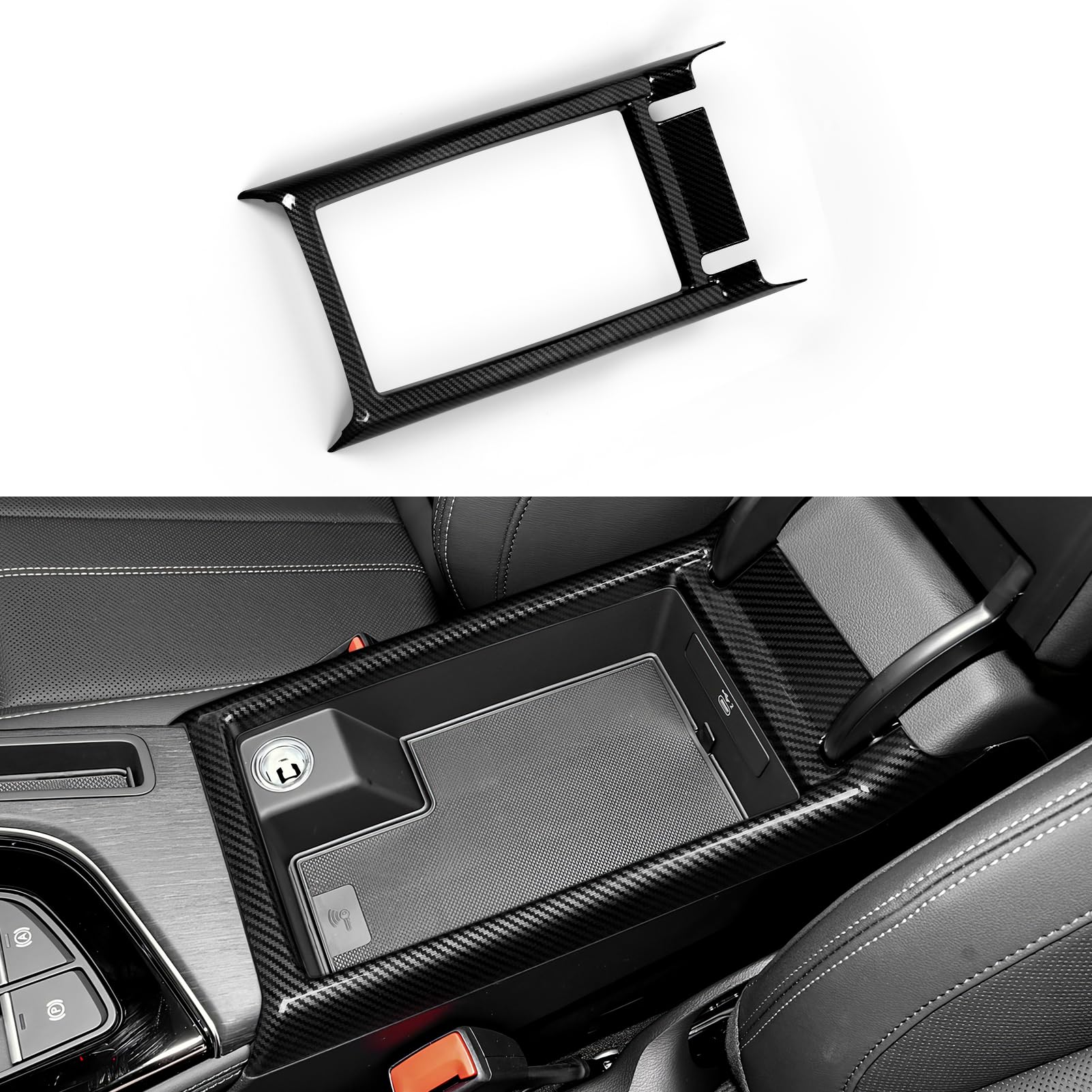 Auto ABS Kohlefaser Armlehnenkasten Panel Aufkleber Cover Armlehnenbox Trim Kompatibel mit A4 A5 2017 2018 2019 Interieur Zubehör von OYDDL