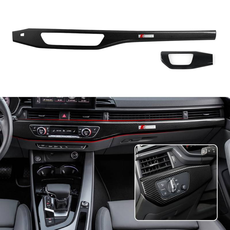 3PCS Auto ABS Kohlefaser Armaturenbrett Panel Cover Trim Kompatibel mit Audi A4 (2017-2024)/ A5(2017-2023) S4 S5 (2018-2024)/B9 (2017-2019) Interieur Zubehör von OYDDL