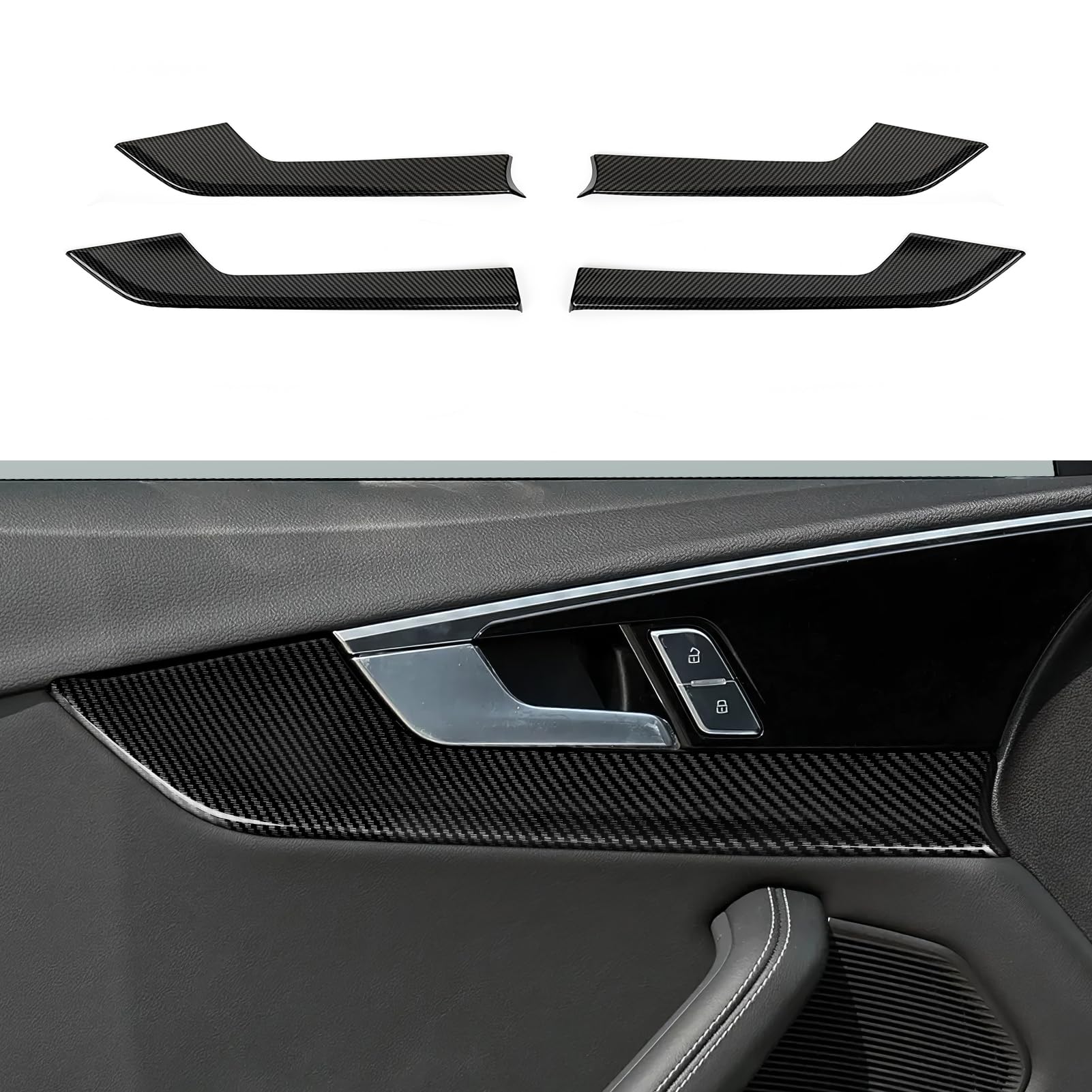 4PCS Auto Türverkleidung ABS Kohlefaser Panel Cover Trim Kompatibel mit Audi A4 S4(2017-2024)/ A5 S5(2017-2023) Interieur Zubehör von OYDDL