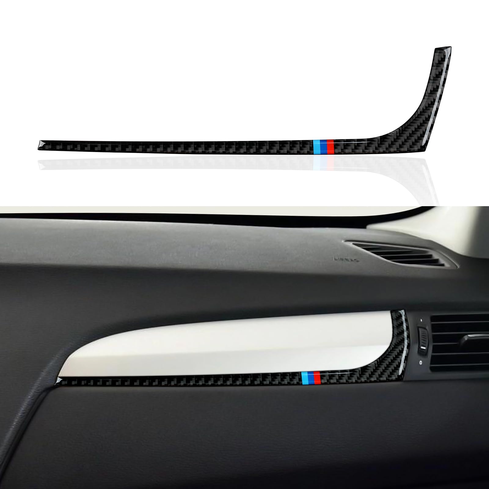 Auto Armaturenbrett Aufkleber Abdeckung Cover Kohlefaser Decal Trim passt Kompatibel mit BMW X3 F25 (2011-2017) / X4 F26 (2014-2018) Interieur Zubehör (Beifahrerseite) von OYDDL