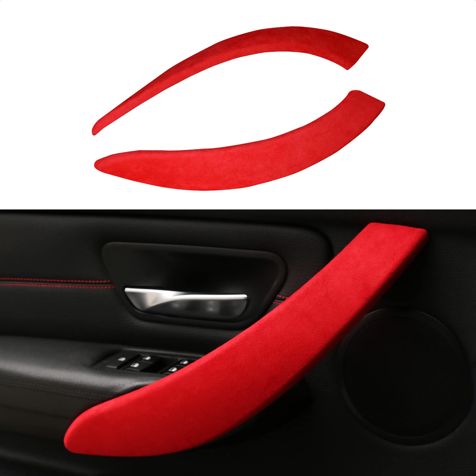 2PCS Auto Aufkleber Autotür Armlehne Verkleidung Interieurleisten Trim kompatibel mit BMW F30 F31 F32 F34 F36 3GT 3 4er Accessories (Türgriff, ROT) von OYDDL