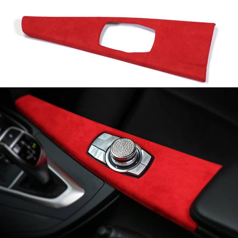 Auto Aufkleber Multimedia Trim Cover Gear Shift Abdeckung Interieur kompatibel mit BMW F30 F31 F32 F34 F35 F36 3GT M4 Zubehör (Multimedia, Rot) von OYDDL