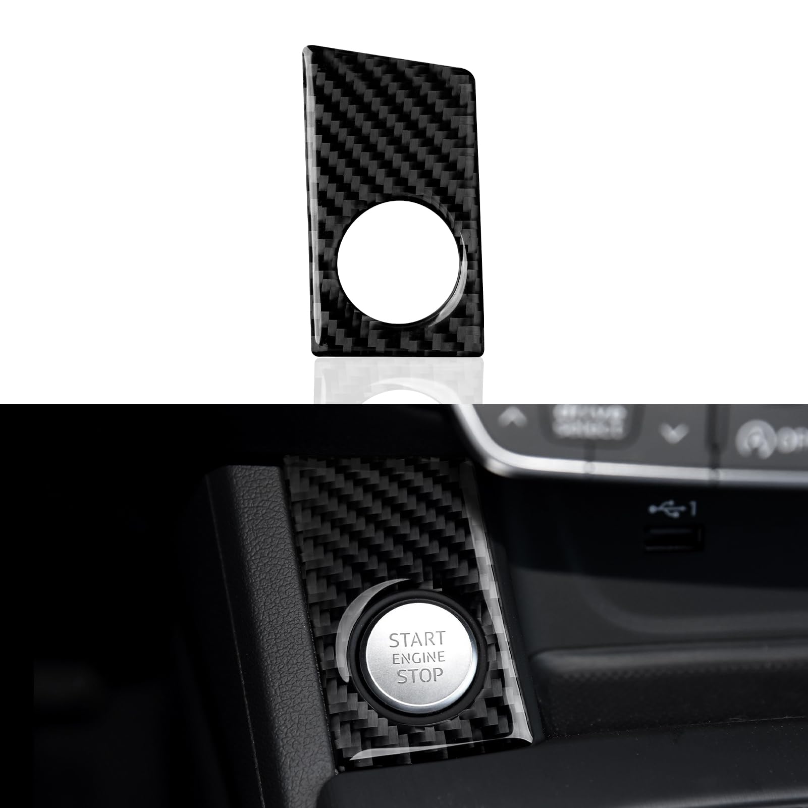 Auto Kohlefaser One Touch Start Panel Cover Trim Kompatibel mit Audi A4 B9 2017 2018 2019 Interieur Zubehör von OYDDL