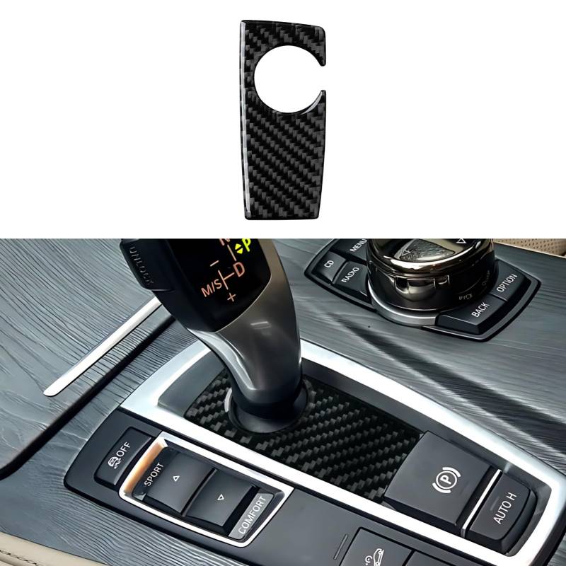 Auto Kohlefaser Schaltknauf Aufkleber Abdeckung Cover Schalthebel Decal Trim passt Kompatibel mit X3 F25 (2011-2017)/ X4 F26 (2014-2018) Interieur Zubehör von OYDDL