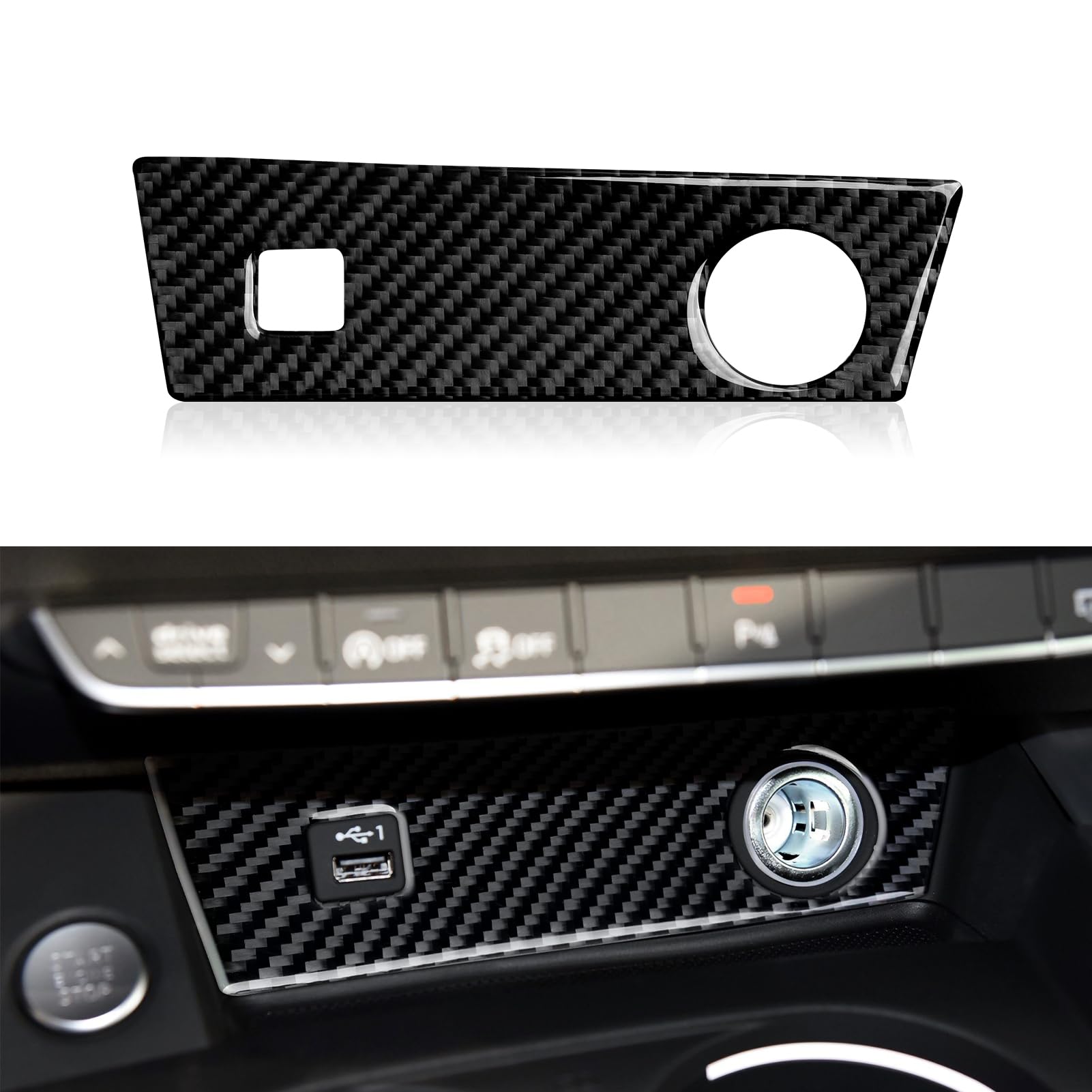 Auto Kohlefaser Zigarettenanzünder Panel Cover Trim Kompatibel mit Audi A4 B9 2017 2018 2019 Interieur Zubehör von OYDDL