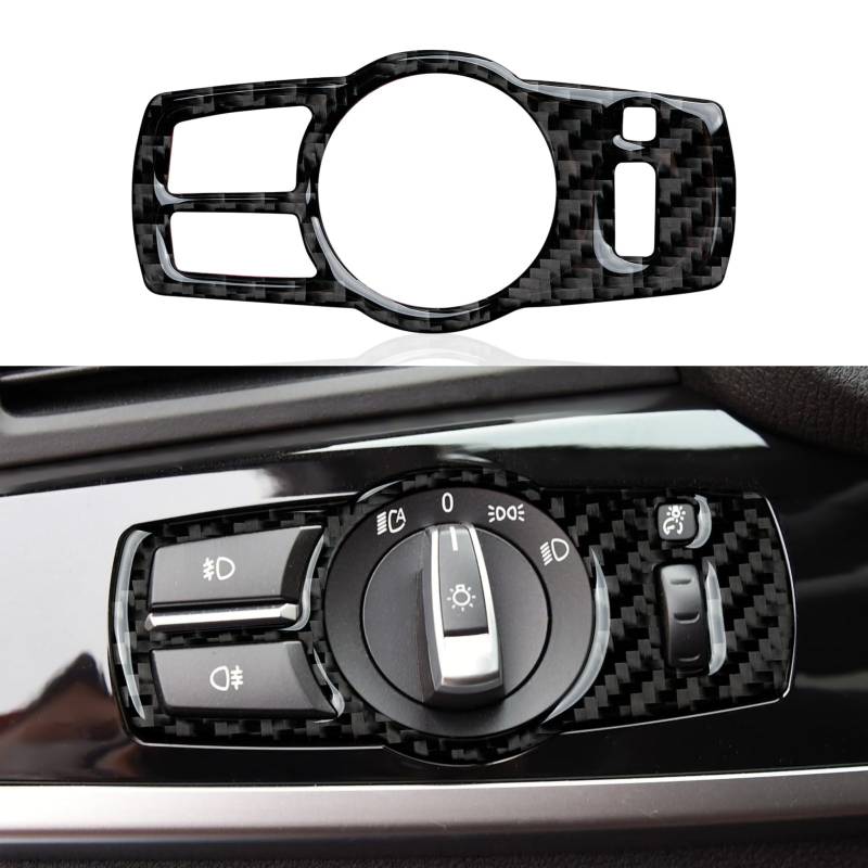 Auto Scheinwerfer Schalter Panel Aufkleber Kohlefaser Abdeckung Cover Decal Trim passt Kompatibel mit X3 F25 (2011-2017)/ X4 F26 (2014-2018) Interieur Zubehör von OYDDL