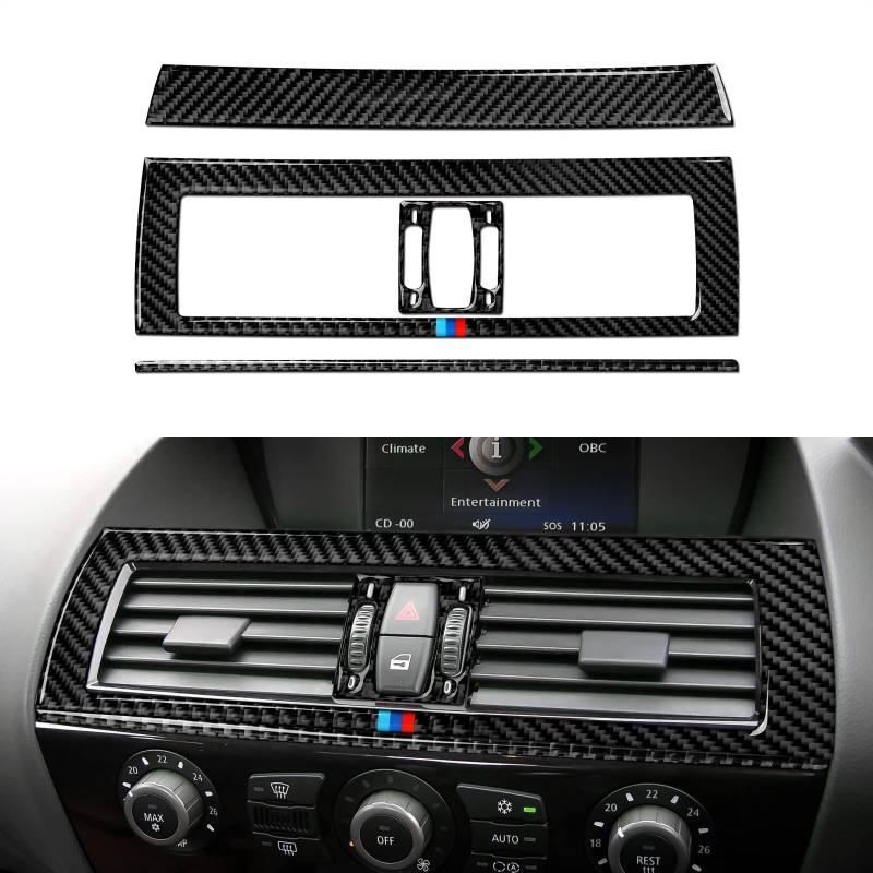 Carbon Fiber Air conditioner vents Trim Cover AC Aufkleber Kompatibel mit BMW 6er E63 E64 2004 2005 2006 2007 2008 2009 2010 Zubehör von OYDDL