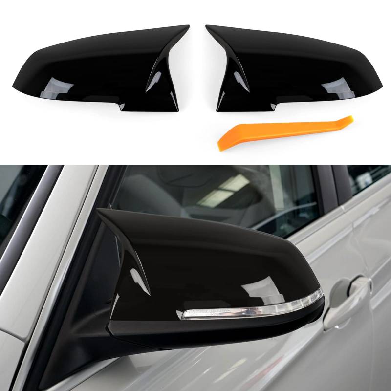 Carbon Fiber Auto Aufkleber ABS Trim Tür Spiegel Abdeckungen Seitenspiegel Abdeckkappen Rückansicht Kompatibel mit BMW F20 F22 F23 F30 F31 F32 F33 F34 F36 F87 M2 X1 E84 Zubehör-Schwarz von OYDDL