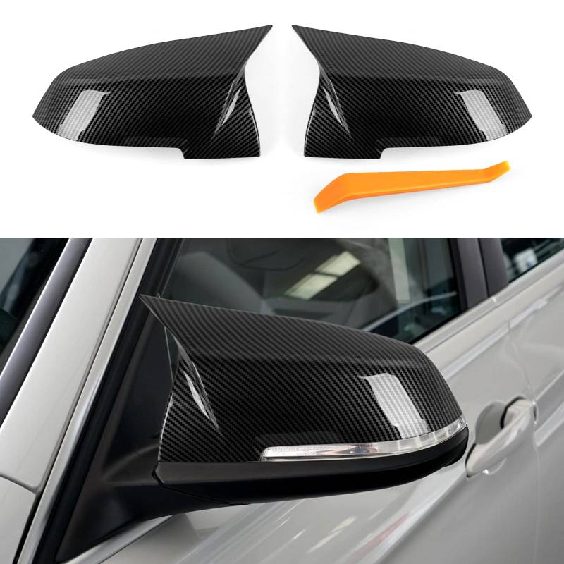 Carbon Fiber Auto Aufkleber ABS Trim Tür Spiegel Abdeckungen Seitenspiegel Abdeckkappen Rückansicht Kompatibel mit BMW F20 F22 F23 F30 F31 F32 F33 F34 F36 F87 M2 X1 E84 Zubehör von OYDDL