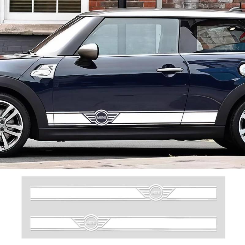 Motorhaube Aufkleber für Mini Cooper, OYDDL Streifen Rennstreifen Universelle Autoaufkleber mit Tuch & Abstreicher (Weiß) von OYDDL