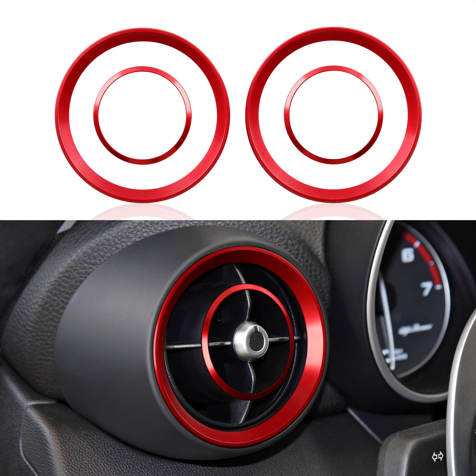 OYDDL 2PCS Auto Aufkleber Klimaanlage Luftauslass Trim ABS Decor Kompatibel mit Alfa Romeo Giulia 2017 2018 2019 Zubehör (Hinten) - Stelvio Nicht geeignet von OYDDL