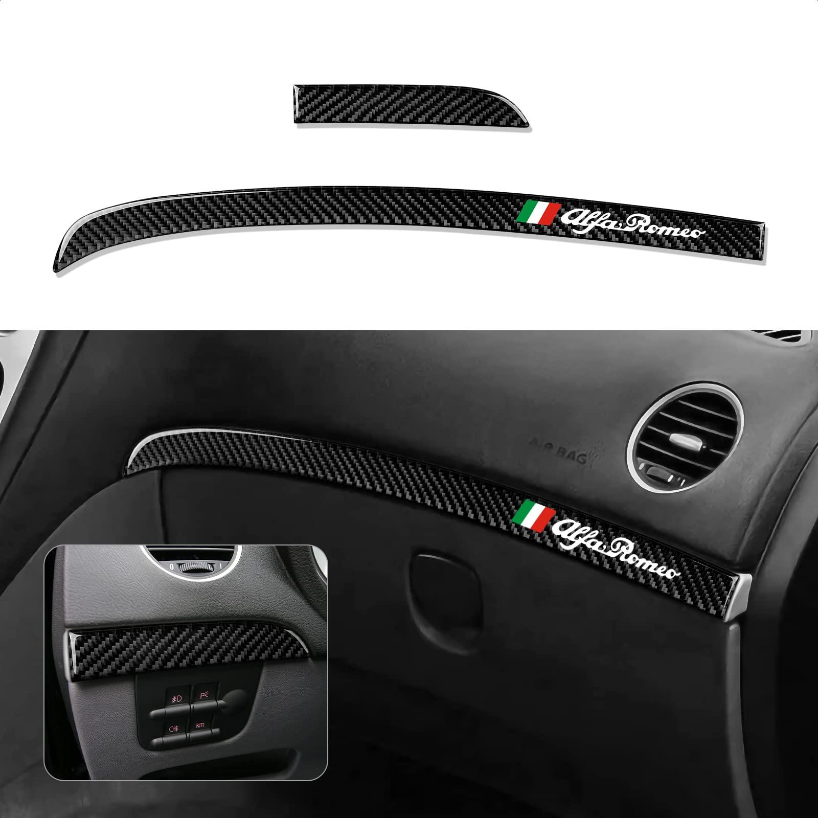 OYDDL 2PCS Auto Passagierverkleidung Aufkleber Trim Kohlfaser Trim Kompatibel mit Alfa Romeo 159 939 2004 2005 2006 2007 2008 2009 2010 2011 Interieur Zubehör von OYDDL