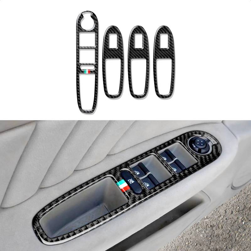 OYDDL 4PCS Auto Fenster Schalter Aufkleber Trim Kohlfaser Kompatibel mit Alfa Romeo 159 939 2004 2005 2006 2007 2008 2009 2010 2011 Interieur Zubehör von OYDDL