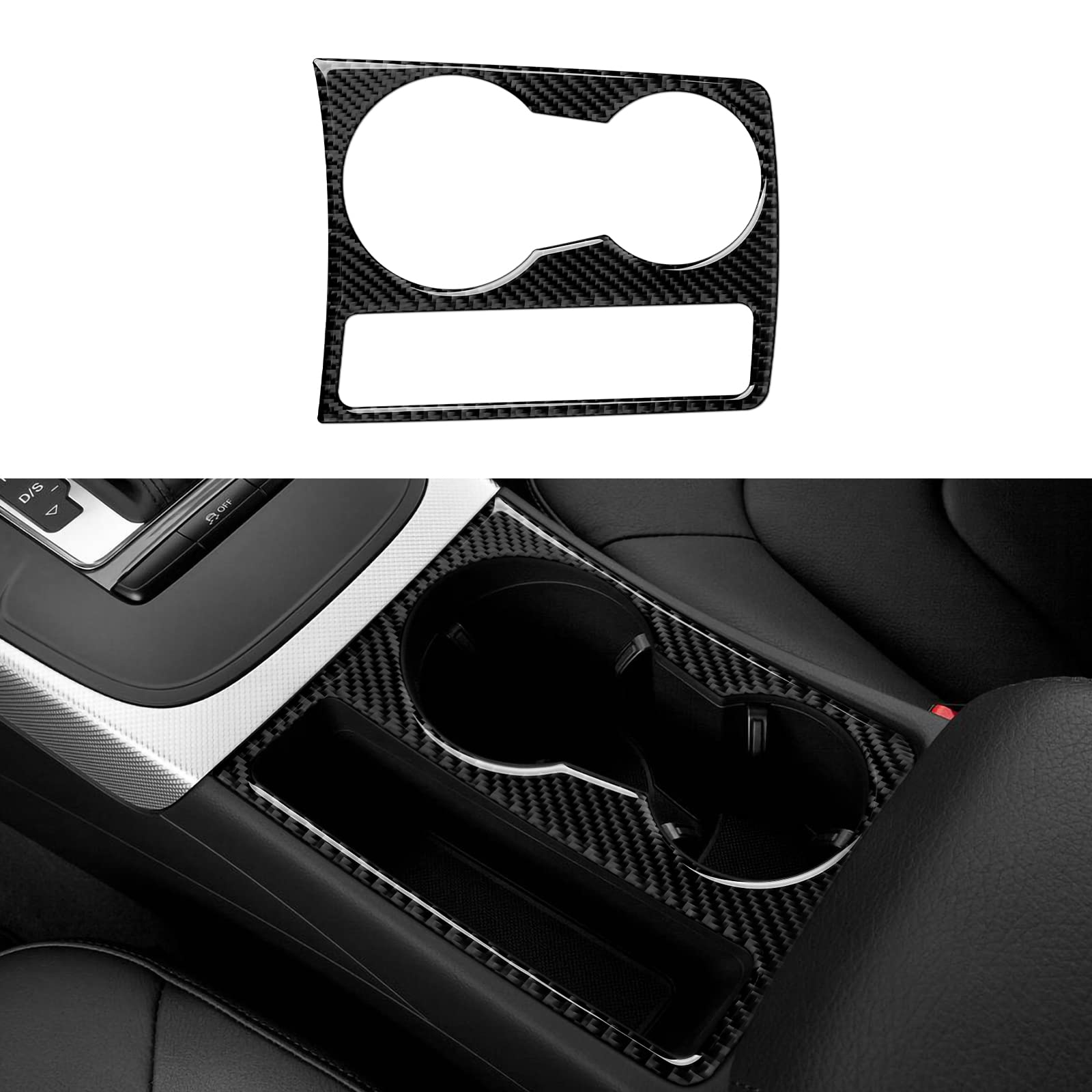 OYDDL Auto Cup Holder Cover Trim Kohlefaser Aufkleber Aufbewahrungsbox Decal passt Kompatibel mit Audi A4 B8 A5 S4 S5 RS4 RS5 Interieur Zubehör von OYDDL