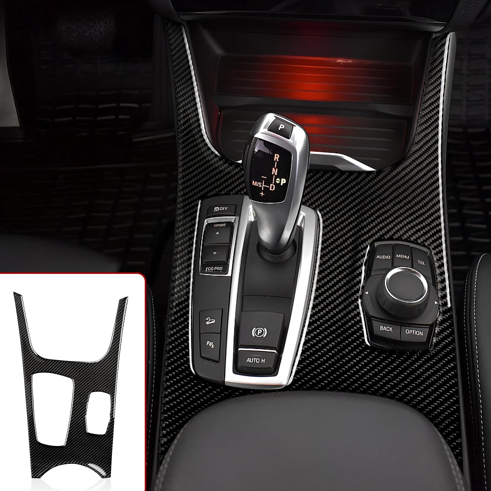 OYDDL Auto Schalthebel Aufkleber Abdeckung Cover Schalthebelknauf Carbon Fiber Decal Trim passt Kompatibel mit X3 F25 (2011-2017)/ X4 F26 (2014-2018) Interieur Zubehör von OYDDL