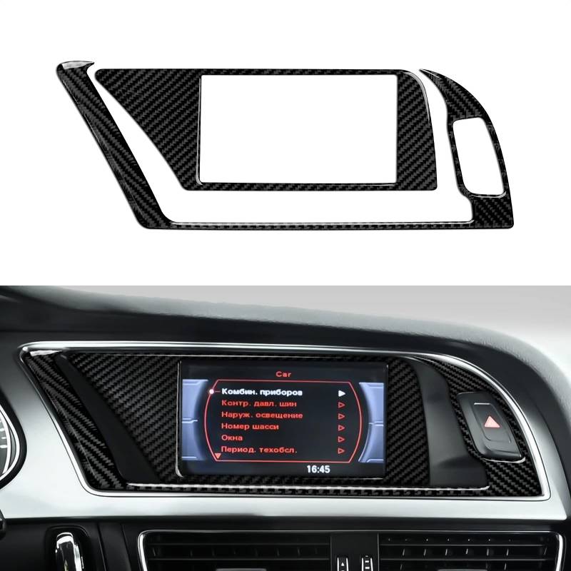 OYDDL Carbon Fiber Auto Mittelkonsole Navigation CD Panel Luftauslass Abdeckung Trim Kompatibel mit Audi A4 B8 A5 S4 S5 Q5 RS4 RS5 Interieur Zubehör (Navigationsbox-6.5inches) von OYDDL