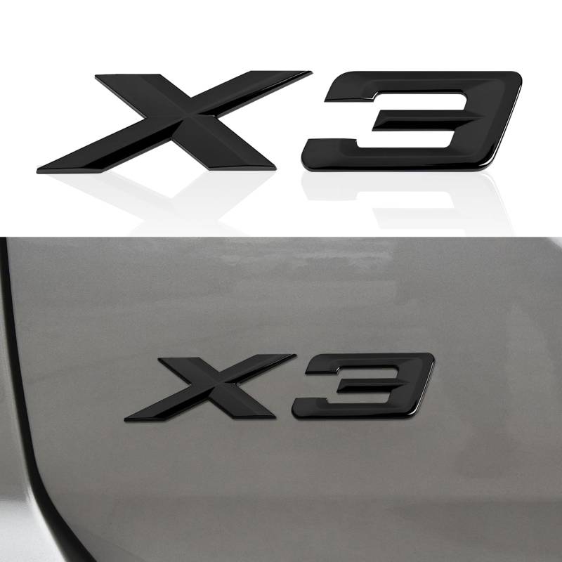 X3 Emblem Gloss Schwarz Replacement Kompatibel mit BMW E83 F25 G01 Trunk Lid Emblem Badge Nameplate Label Decal Number Letters von OYDDL