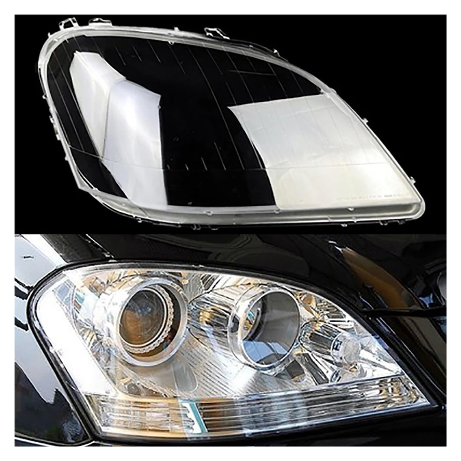 OYJXBD Auto Front Lampenschirm Kappen Scheinwerfer Shell Abdeckung Kompatibel for Mercedes-Benz W164 ML 2005-2007 Auto Licht Scheinwerfer Glas Objektiv Fall Styling(Right) von OYJXBD