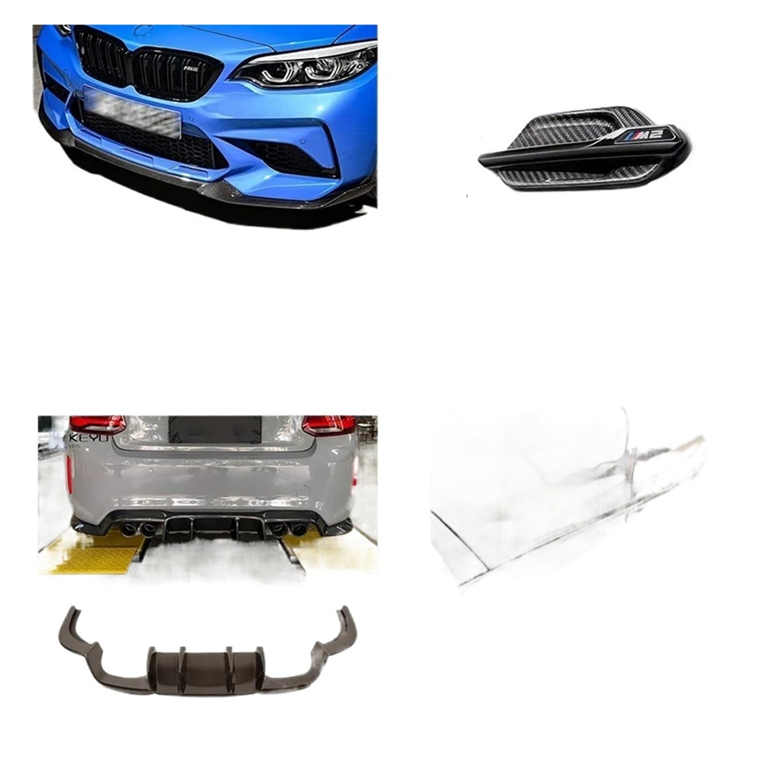 OYJXBD Kompatibel for BMW 2er M2 M2C f87 2016-2020 Echtkohlefaser-Frontstoßstangen-Unterlippenspoiler Autoförmiger Auto-Nachrüstdiffusor(Real Carbon fiber-10) von OYJXBD