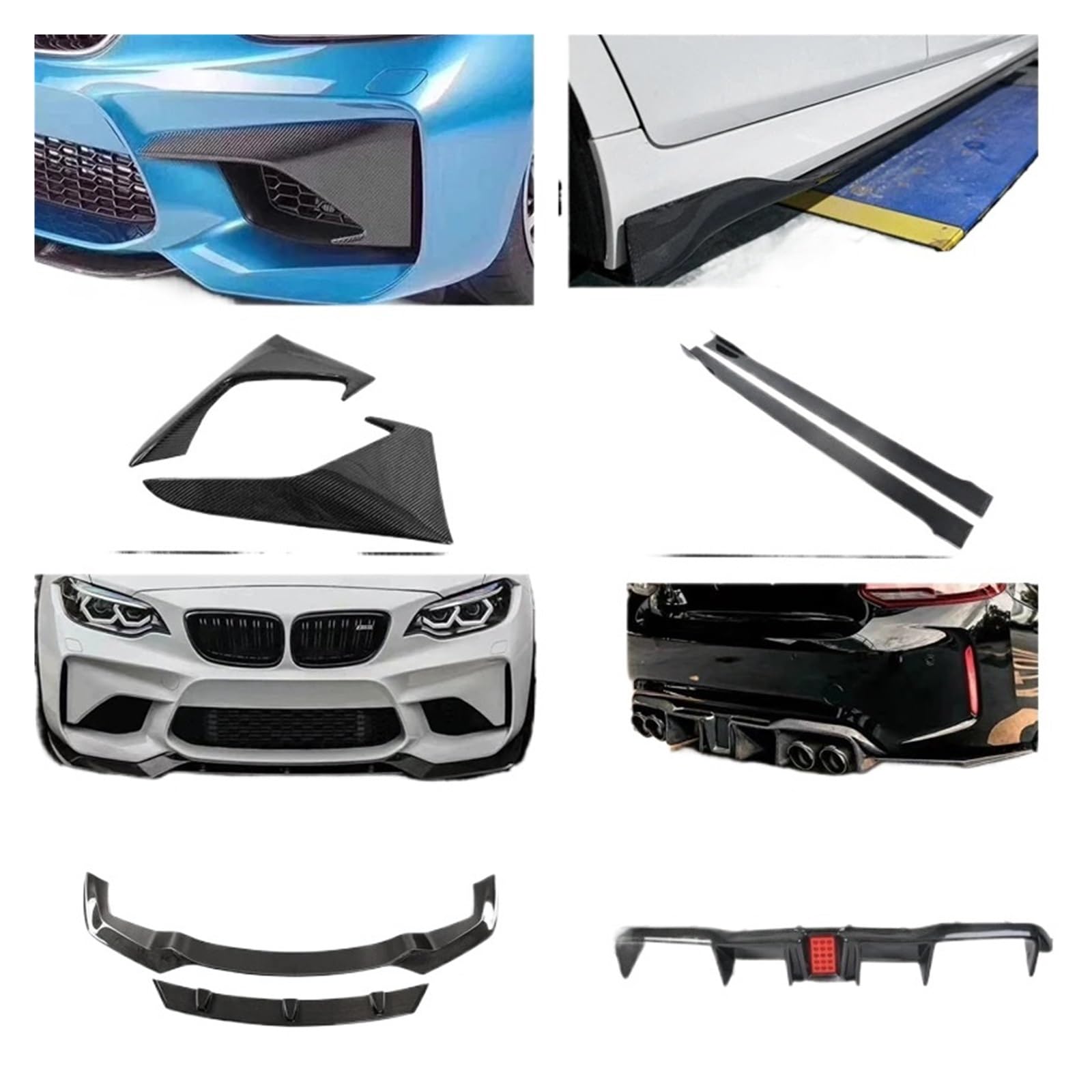 OYJXBD Kompatibel for BMW 2er M2 M2C f87 2016-2020 Echtkohlefaser-Frontstoßstangen-Unterlippenspoiler Autoförmiger Auto-Nachrüstdiffusor(Real Carbon fiber-11) von OYJXBD