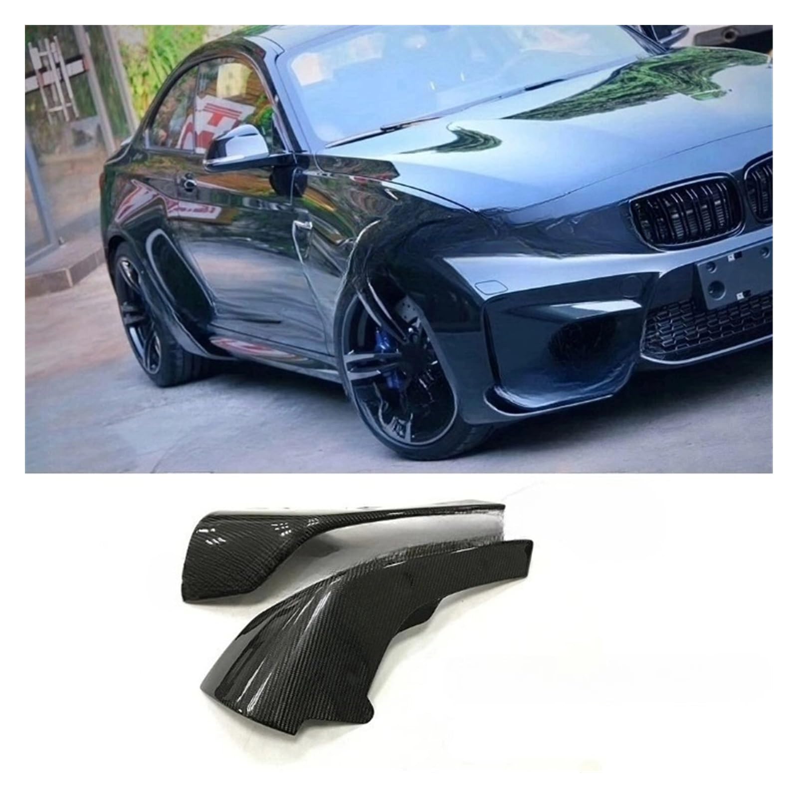 OYJXBD Kompatibel for BMW F87 M2 2er-Basis-Coupé 2-türig 2016–2018, Frontlippe aus Kohlefaser, Splitter, Seitenschweller, Schürzen, Flaps, Kotflügel(Front) von OYJXBD