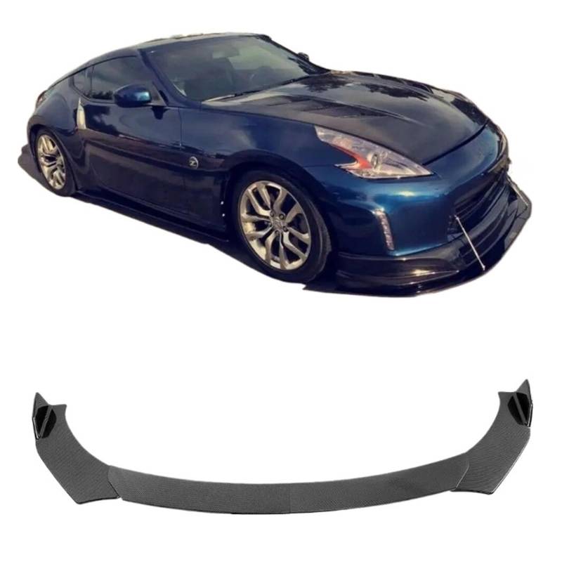 OYJXBD Kompatibel for Nissan 370Z GT-R 2009–2020, Carbonfaser-Auto-Frontspoilerlippe, Splitter, Diffusor, Schutzabdeckungen mit Federbeinen(Carbon Fiber) von OYJXBD