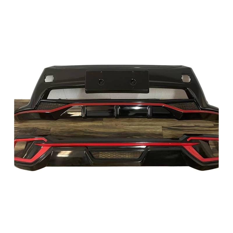 OYJXBD Spoilerlippe for vordere und hintere Stoßstange, kompatibel mit Toyota Highlander 2015–2017, glänzend/matt schwarz/Kohlefaser-Look/weiß, Auto-Splitter(One Set Bumper red) von OYJXBD