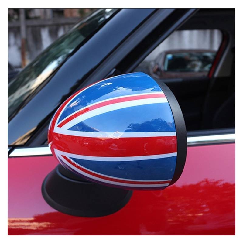 OYJXBD Zubehör kompatibel for Mini Cooper F54 Clubman F60 Countryman F56 F55 Auto-Rückspiegel-Abdeckungsschale Außenrückspiegel 2019(Red Union Jack,F55 F56 with Hole_Right-Hand Drive) von OYJXBD