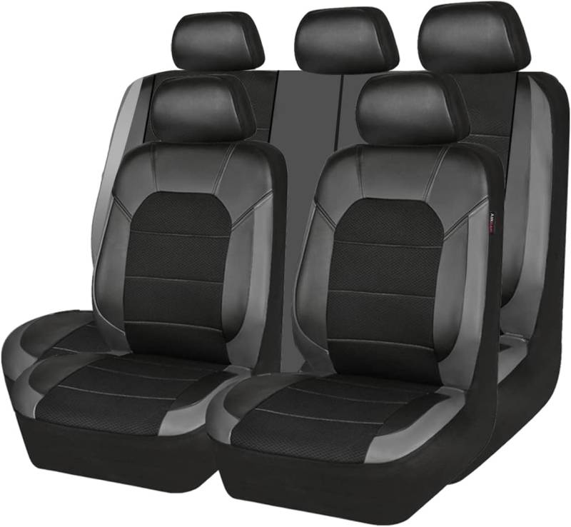 OYTHO Auto Sitzbezüge Sets für Dacia Duster 2.Gen 1.Gen HM HS 2010-2015 2016 2017 2018 2019 2020 2021 2022 2023 2024 2025, Leder Wasserdicht Vordersitze Rücksitzschoner Leicht zu Reinigen,B/Grey von OYTHO